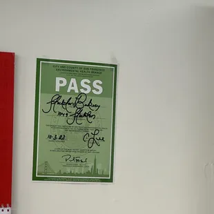 a pass from the restaurant