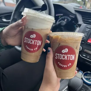 Left: Irish cream cold brew Right: cinnamon dolce latte