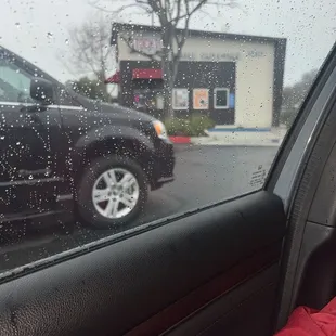 Outside on a rainy day