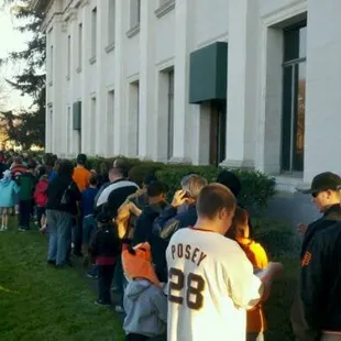 Waiting in line outside the Civic Auditorium...