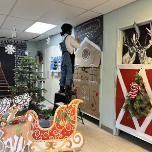 Teachers go all out to decorate for the holidays and make the school special for children and families.