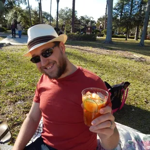 Pimms Cup with strawberries, apple, mint, oranges and cucucmber slices! It tastes like an English Sangria!