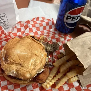 Double Bacon Smash Burger With Fries and Drink