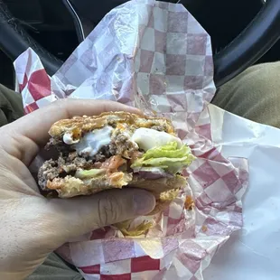 Tripple Smash Burger with fries and drink