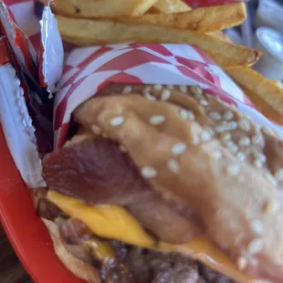 Double Bacon Smash Burger With Fries and Drink