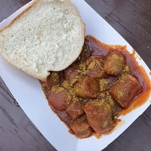 Curry bratwurst...yummy!