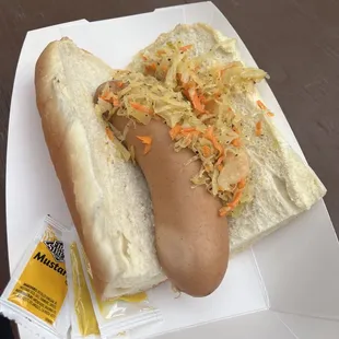 German hotdog with sauerkraut