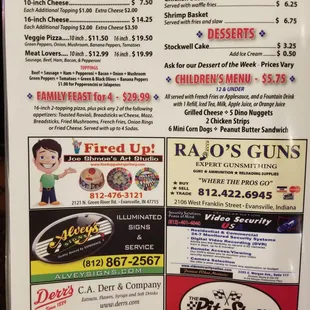 a menu for a restaurant