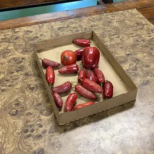 Local produce  not good enough to use in service but good enough to share with locals to carry home.