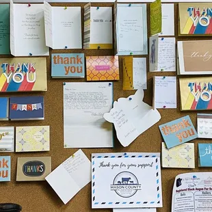 A plethora of thank you cards for great service and attention to clients needs.