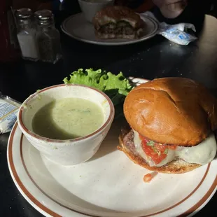 Broccoli and cheddar soup, Pancho Villa burger, and Rocky Mountain oysters