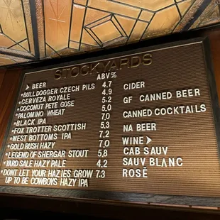 Beer menu