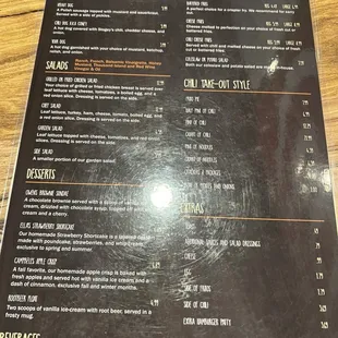 Menu as of 02/2025