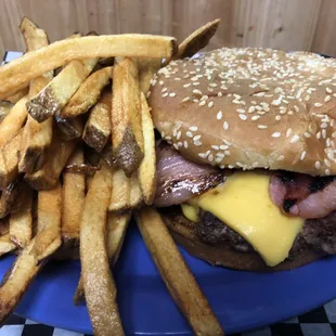 Wimpy Cheese with ham and steak fries!