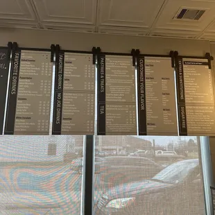 menus on the wall