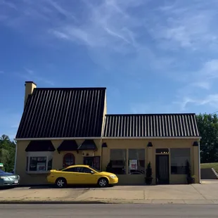 Front of the building with a drive thru..small and cute