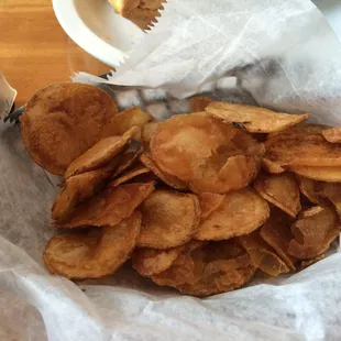 Homemade potato chips.
