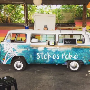 a van parked in a parking lot