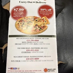Menu front