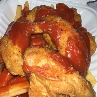 Chicken wings and fries was ok i just wish they fry the wings hard
