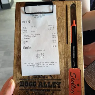 a menu on a clipboard