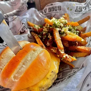 Cheeseburger with truffle fries.