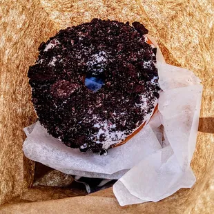 a doughnut in a wrapper