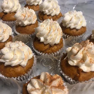 &quot;Pumpkin Gems&quot;. Bite size pumpkin muffins with a delicious cream cheese frosting.  Made fresh at our bakery.