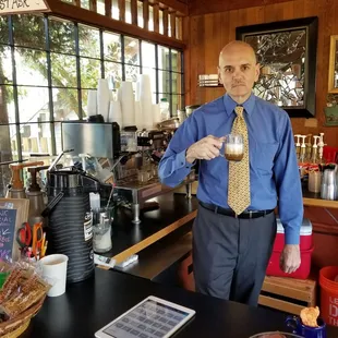 William E. Lewis Jr. of Cooper City, Florida, hanging out at Stompin Grounds Coffee in La Conner, Washington.