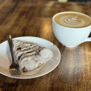 a piece of cake and a cup of coffee