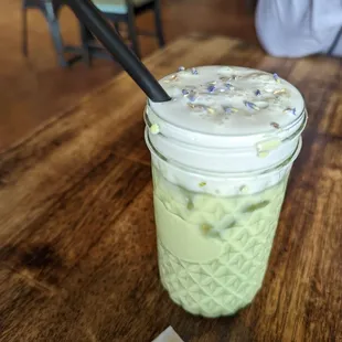 Matcha with lavender cold foam