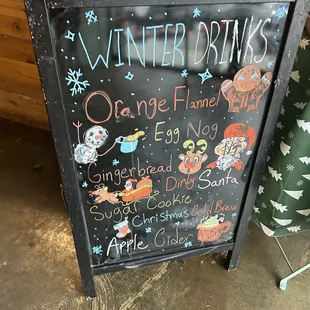 a sign for winter drinks