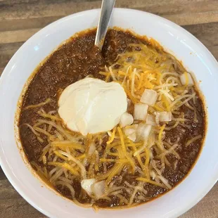 Big bowl of chili. If you like a little heat, this is the perfect recipe for you.