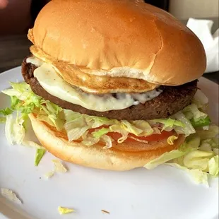 Veggie Burger w/ Soy Bean patty.  Pretty good!