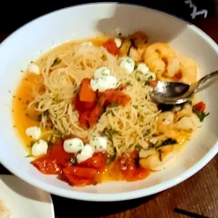 Angel hair pasta with shrimp