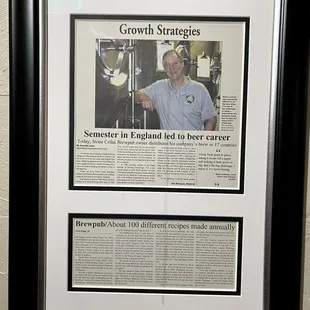 Article about the place on the wall.