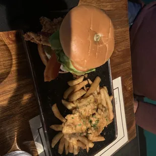 Chicken Sammie with crabby fries