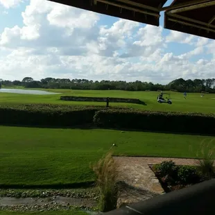 The view from the outdoor lounge area