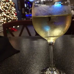 a glass of white wine