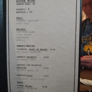menu