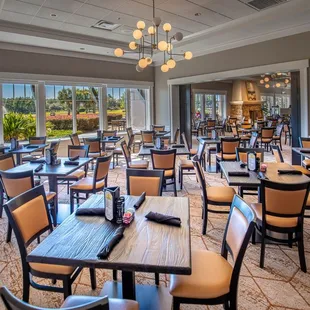 dining room with large windows