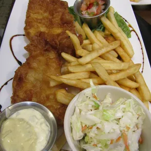 Tom&apos;s Beer Battered Fish, fries &amp; cole slaw