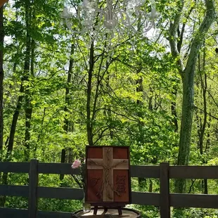 Close up of our chandelier that may be rented for the pergola.