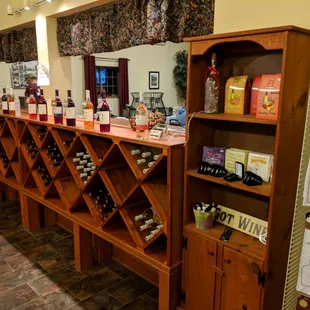 wine racks and wine bottles