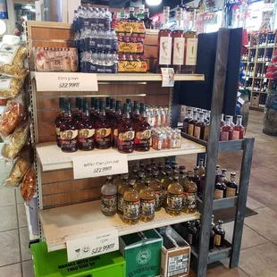 shelves of liquor