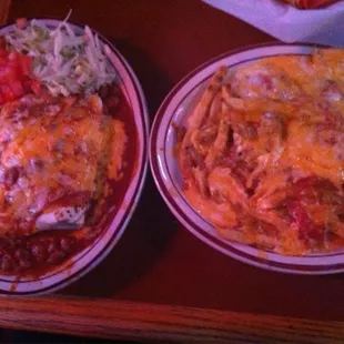 Wow!!! Chili cheese fries and smothered tortilla burger?!  I'm full just lookin at it! Fries are Sooo good :)