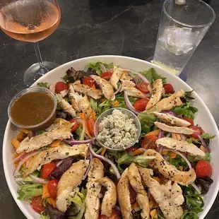 Family Style House Salad with chicken, bleu cheese and balsamic