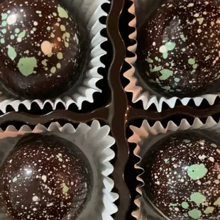 four chocolate truffles