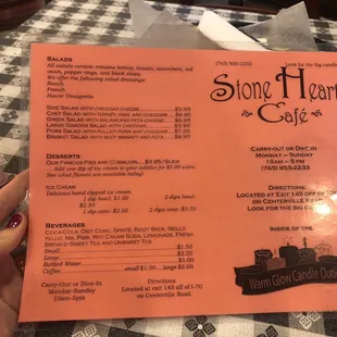 Other side of menu