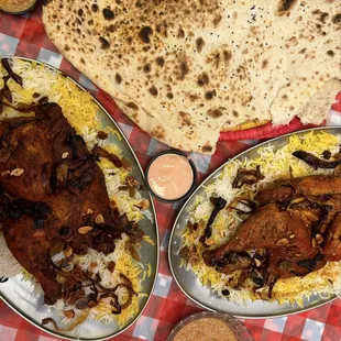 Lamb Mendi &amp; Rice, Handith Chicken &amp; Rice, Bread, Stone Sauce,